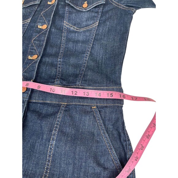 Madewell Denim Utility Shirt Dress Sz S Button Front Long Sleeve Mini Dark Wash - Picture 11 of 15
